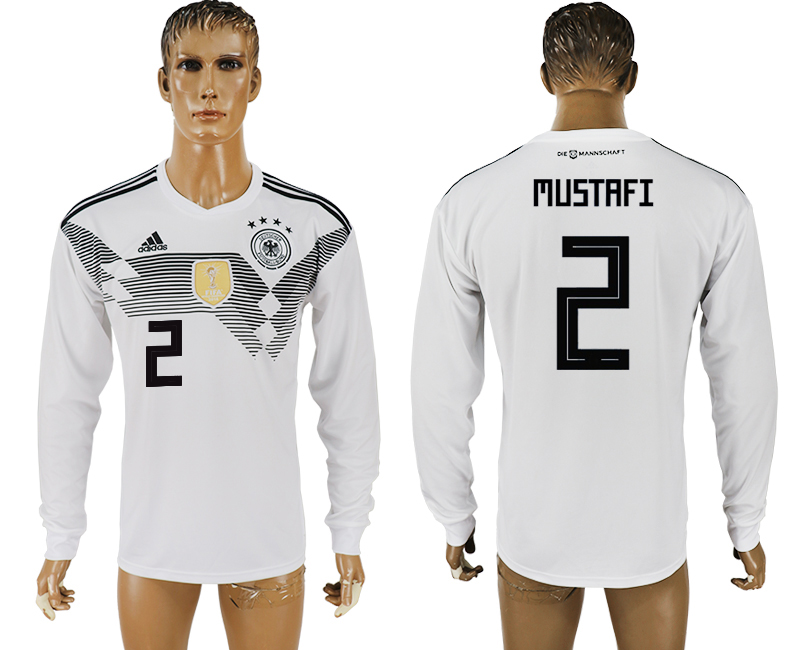 Men 2018 World Cup Germany home long sleeve aaa version 2 white soccer jersey