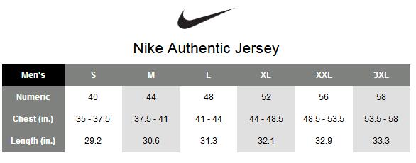 nike jersey size guide