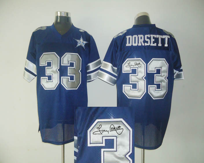 Dallas Cowboys 33 Tony Dorsett Blue With player signed Throwback Elite Jersey