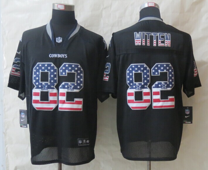 2014 New Nike Dallas cowboys 82 Witten USA Flag Fashion Black Elite Jerseys