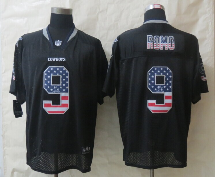 2014 New Nike Dallas cowboys 9 Romo USA Flag Fashion Black Elite Jerseys
