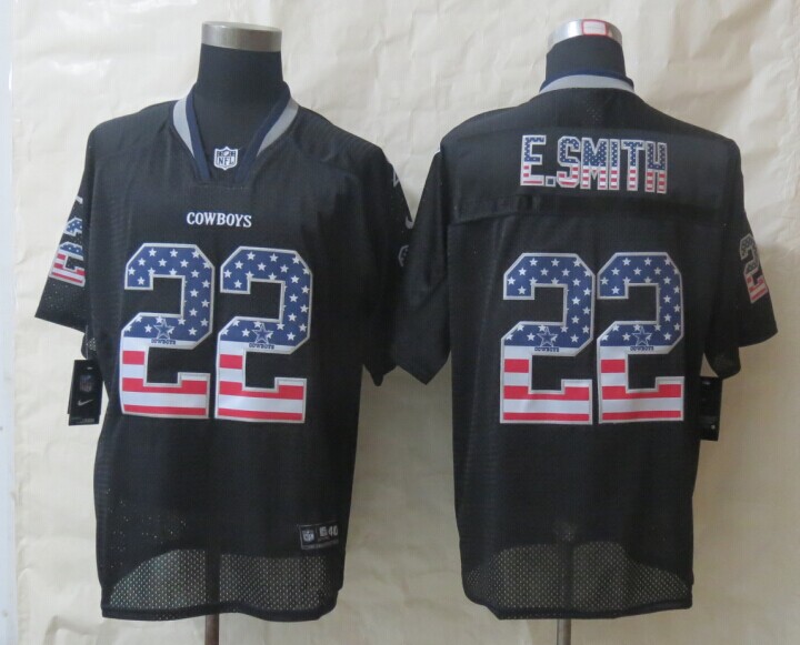 2014 New Nike Dallas cowboys 22 E.Smith USA Flag Fashion Black Elite Jerseys
