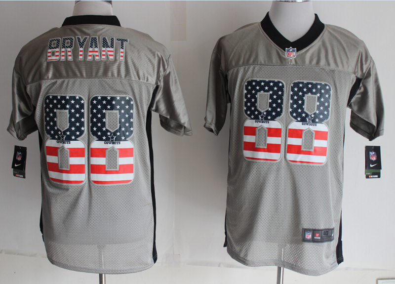 Dallas cowboys 88 Bryant USA Flag Fashion Grey Shadow 2014 New Nike Elite Jerseys