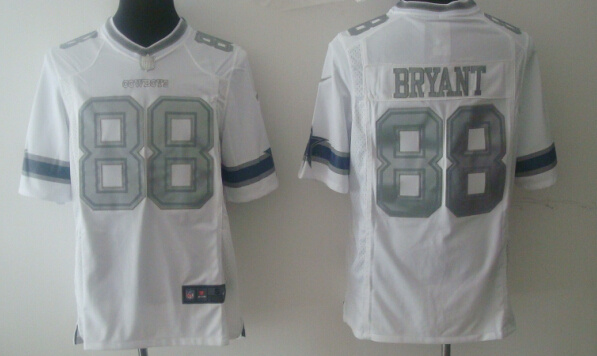 Dallas Cowboys 88 Dez Bryant White Silver 2014 Nike Game Jerseys