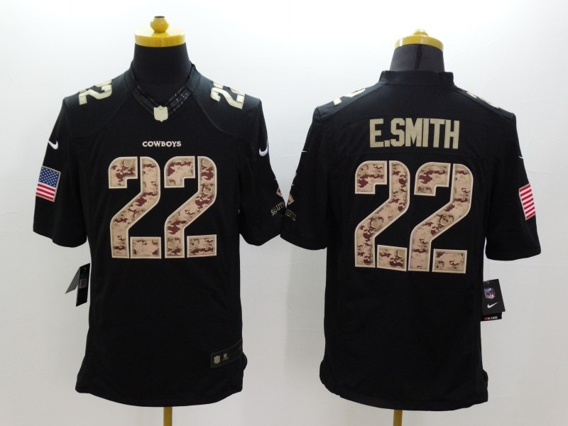 Dallas Cowboys 22 Emmitt Smith Black 2014 Nike Salute TO Service Jersey