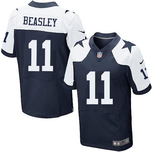 Men's Navy Blue Elite Dallas Cowboys Throwback Alternate Cole Beasley #11 Nike NFL Jersey