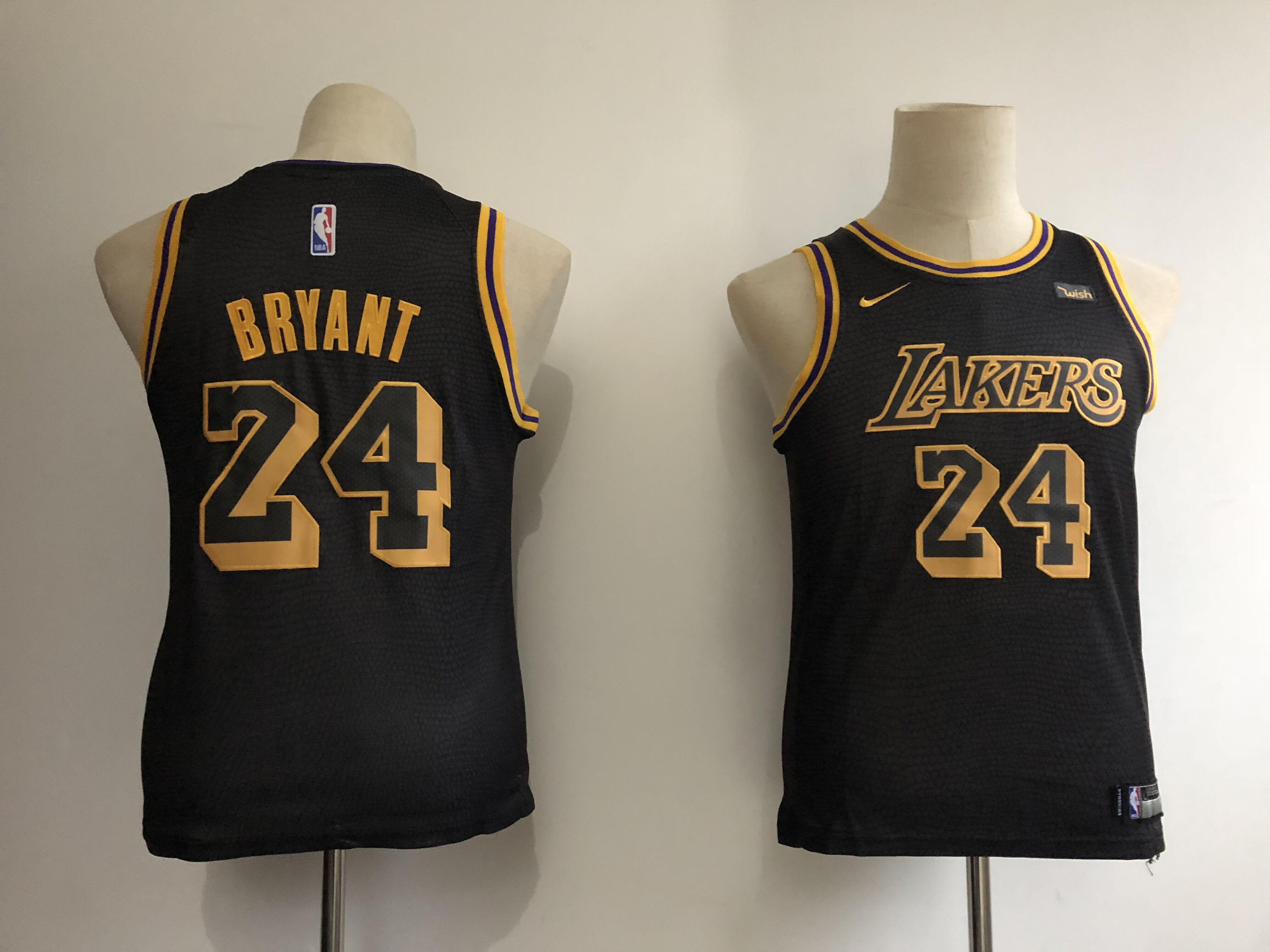 2020 Youth Los Angeles Lakers 24 Bryant black city edition ...