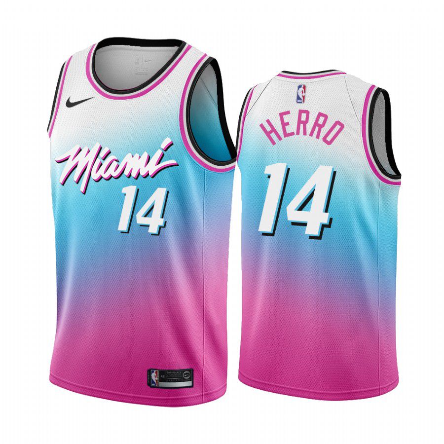 Men Miami Heat 14 tyler herro blue pick city edition vice ...