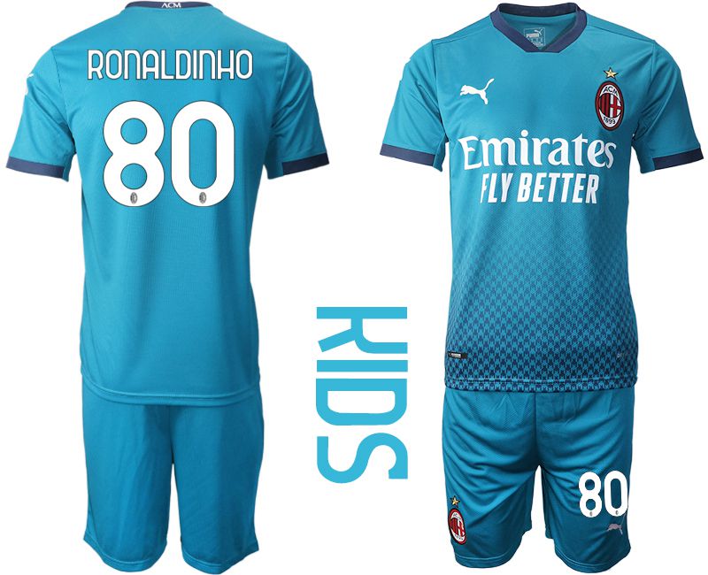 Wholesale Youth 2020-2021 club AC milan away 80 blue ...