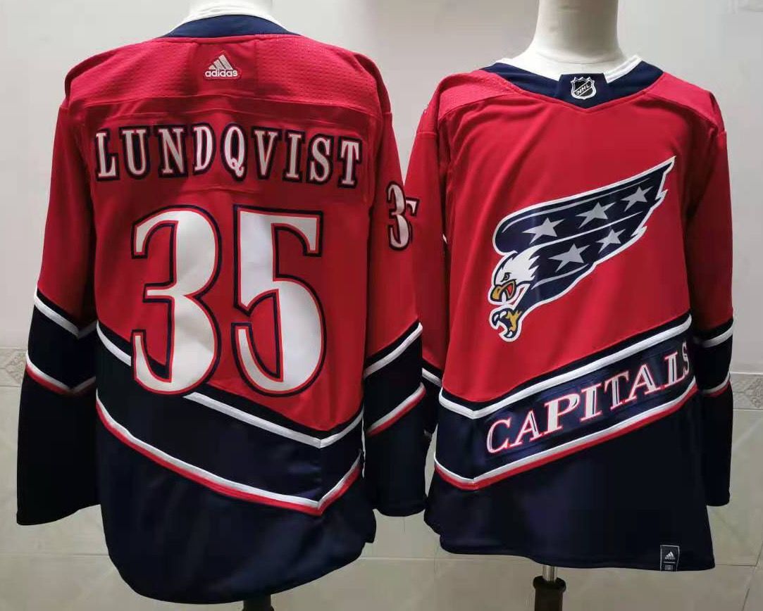 Men Washington Capitals 35 Lundqvist Red Throwback ...