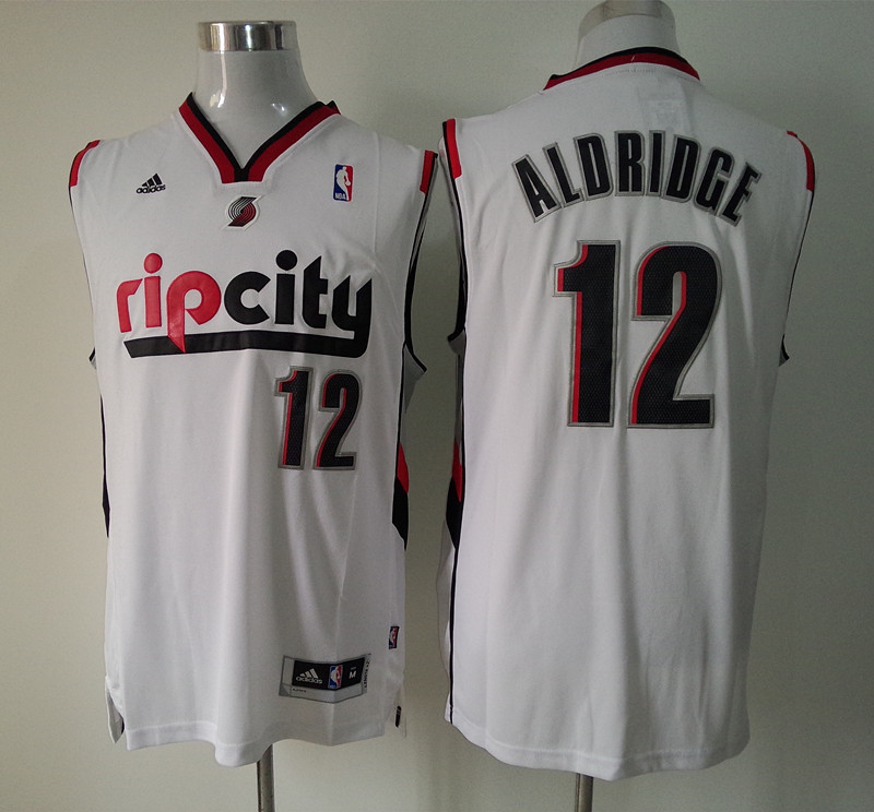 Adidas NBA Portland Trail Blazers 12 Lamarcus Aldridge Pride Fashion New Revolution 30 Swingman Rip City White Jersey