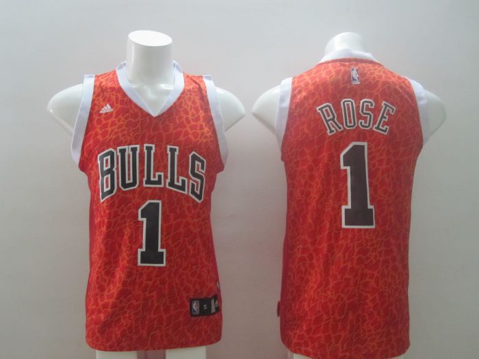 Chicago Bulls 1 Derrick Rose Red Leopard Print Fashion Jersey