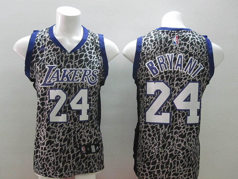 Los Angeles Lakers 24 Kobe Bryant Black Leopard Print Fashion Jersey