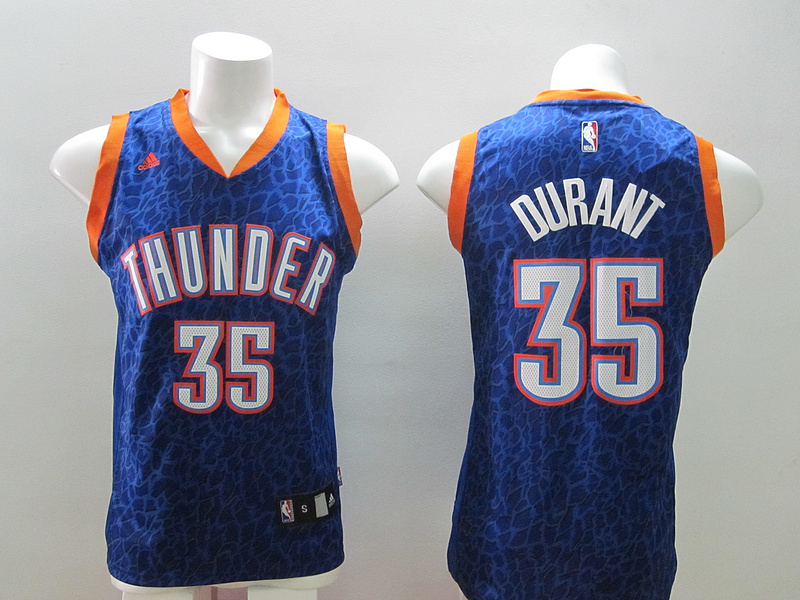 Oklahoma City Thunder 35 Kevin Durant Blue Leopard Print Fashion Jersey