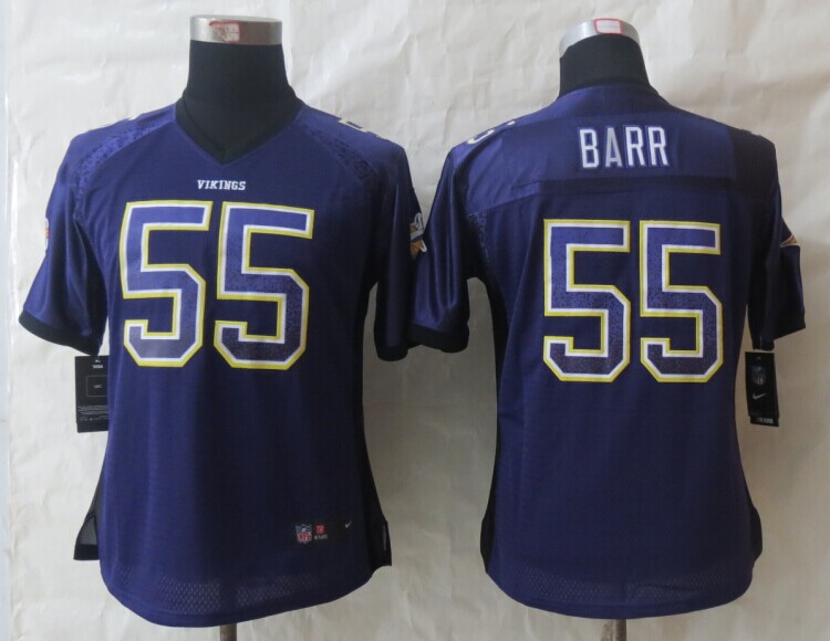 Womens Minnesota Vikings 55 Barr Drift Fashion Purple New Nike Elite Jerseys