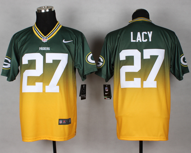 Green Bay Packers 27 Lacy Green Yellow Nike Drift Fashion II Elite Jerseys
