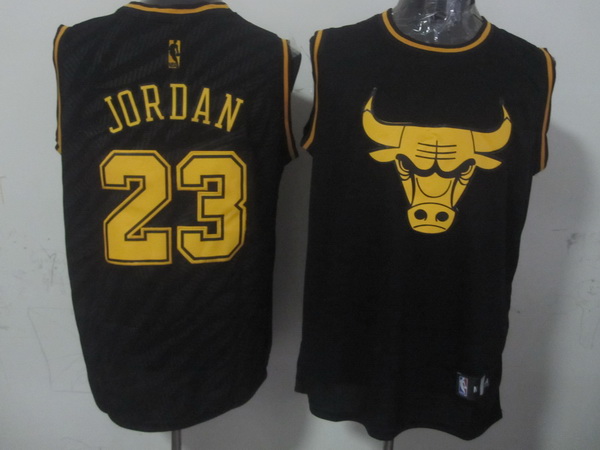 NBA Chicago Bulls 23 Michael Jordan Black Precious Metals Fashion Swingman