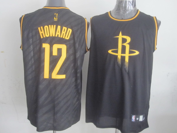 NBA Houston Rockets 12 Dwight Howard Black Precious Metals Fashion Swingman