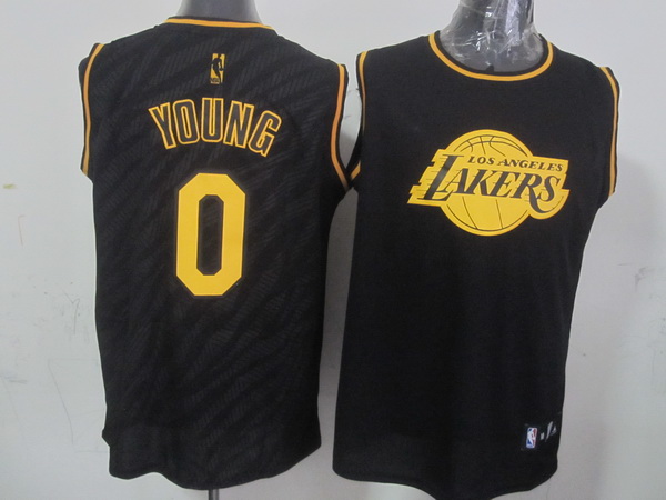 NBA Los Angeles Lakers 0 Nick Young Black Precious Metals Fashion Swingman