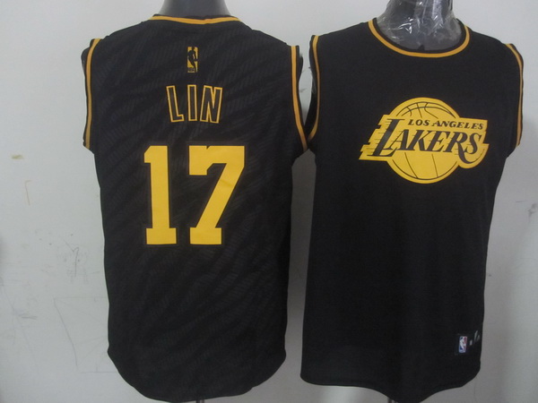 NBA Los Angeles Lakers 17 Jeremy Lin Black Precious Metals Fashion Swingman