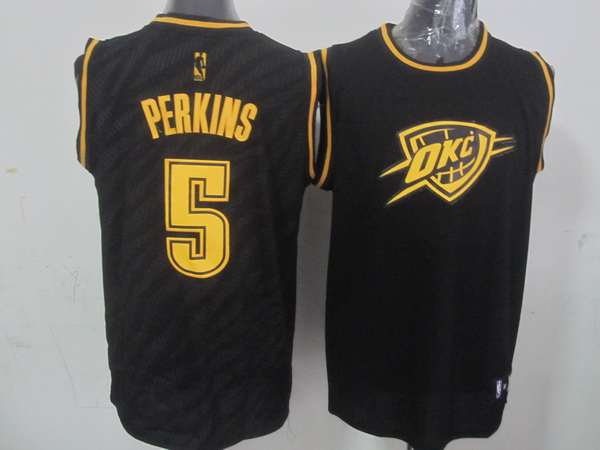 NBA Oklahoma City Thunder 5 Perkins Black Precious Metals Fashion Swingman