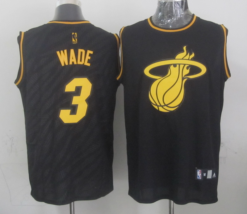 NBA Miami Heat 3 Dwyane Wade Black Precious Metals Fashion Swingman