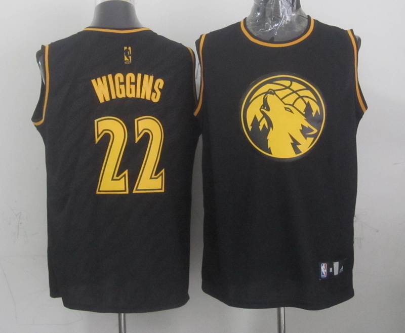 NBA Minnesota Timberwolves 22 Andrew Wiggins Black Precious Metals Fashion Swingman