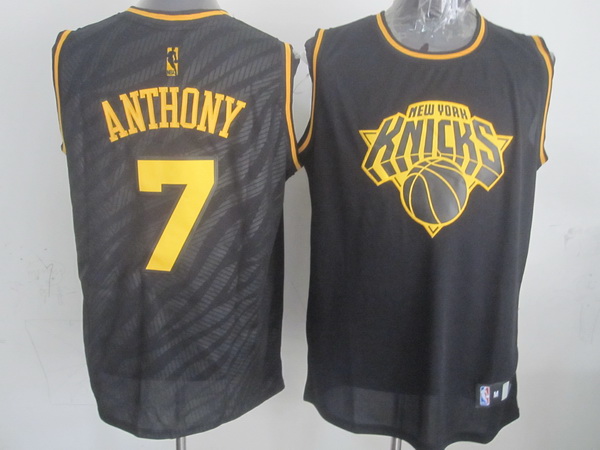 NBA New York Knicks 7 Carmelo Anthony Black Precious Metals Fashion Swingman