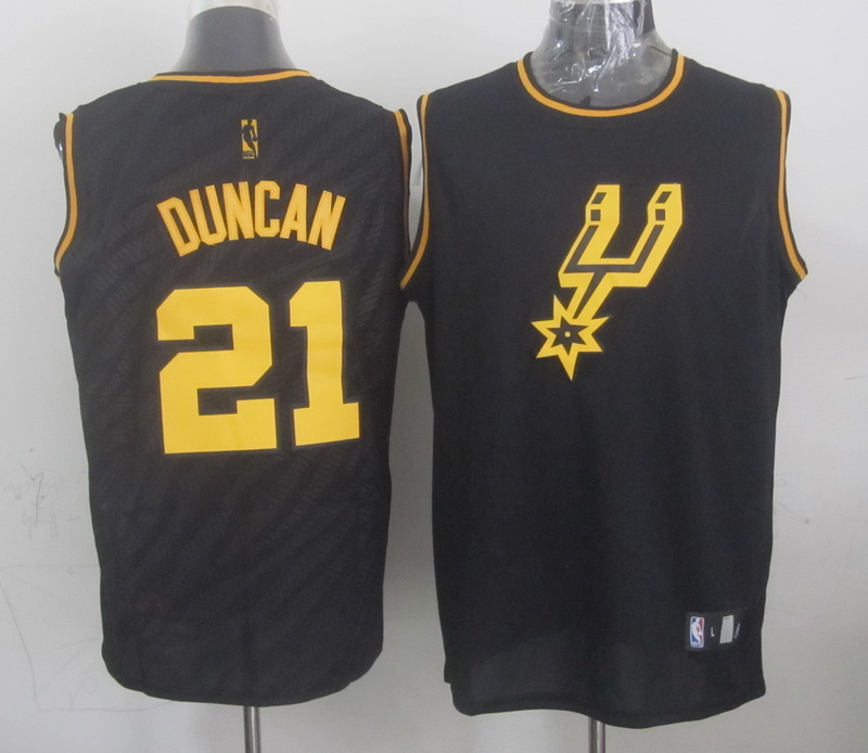 NBA San Antonio Spurs 21 Tim Duncan Black Precious Metals Fashion Swingman