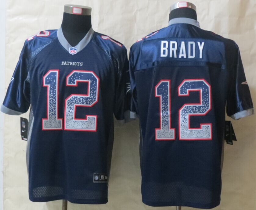 New England Patriots 12 Brady Drift Fashion Blue New Nike Elite Jerseys