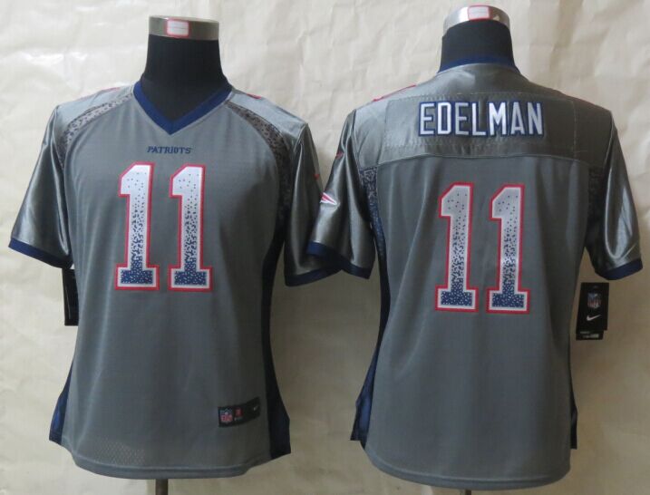Womens New England Patriots 11 Edelman Drift Fashion Grey New Nike Elite Jerseys