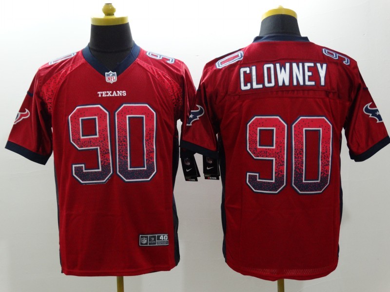 NEW Nike Huston Texans 90 Clowney Red Drift Fashion White Elite Jerseys