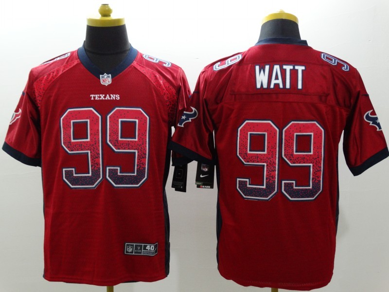 NEW Nike Huston Texans 99 Watt Red Drift Fashion White Elite Jerseys