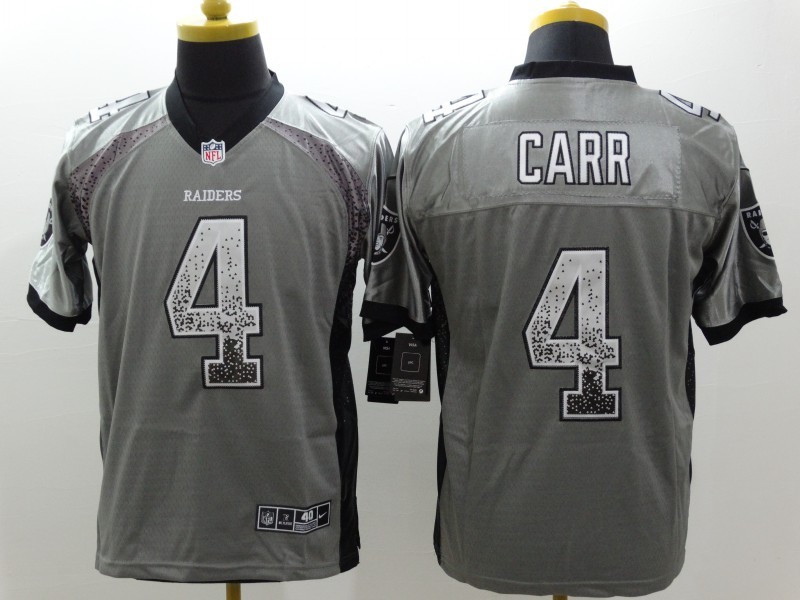 NEW Nike Oakland Raiders 4 Carr Gray Drift Fashion White Elite Jerseys