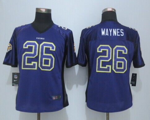 Womens Minnesota Vikings 26 Waynes Drift Fashion Purple New Nike Elite Jerseys